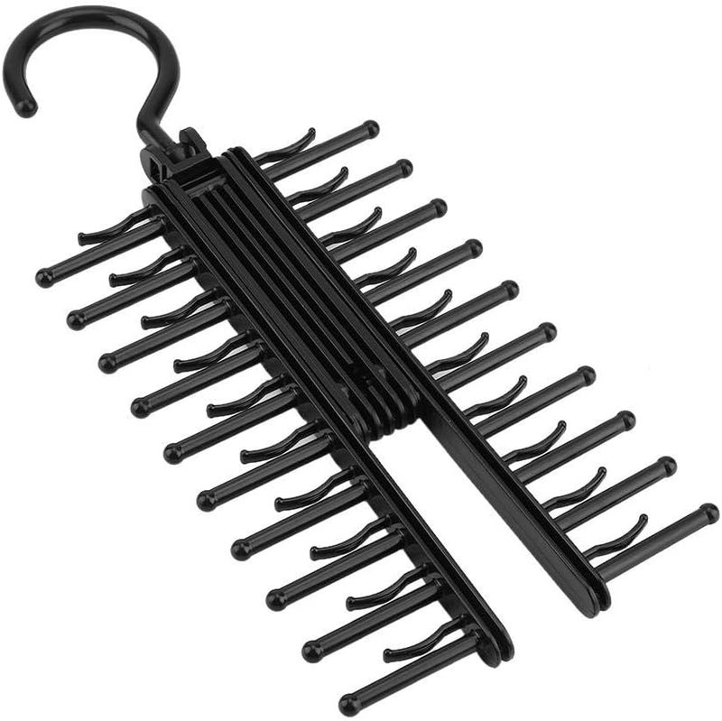 woobles Adjustable Tie Belt Rack Organizer Hanger 360° Rotating Cross X Tie Rack Belt Scarves Hook Hanger Holder Organizer Hold up to 20 Pcs Ties or Belts - Image 2